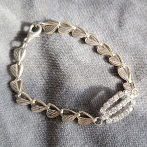 🌼2/$12 Silvertone Heart Bracelet with Rhinstone Accent